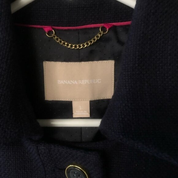 Banana Republic Women's Navy Coat Size Large - Picture 4 of 6